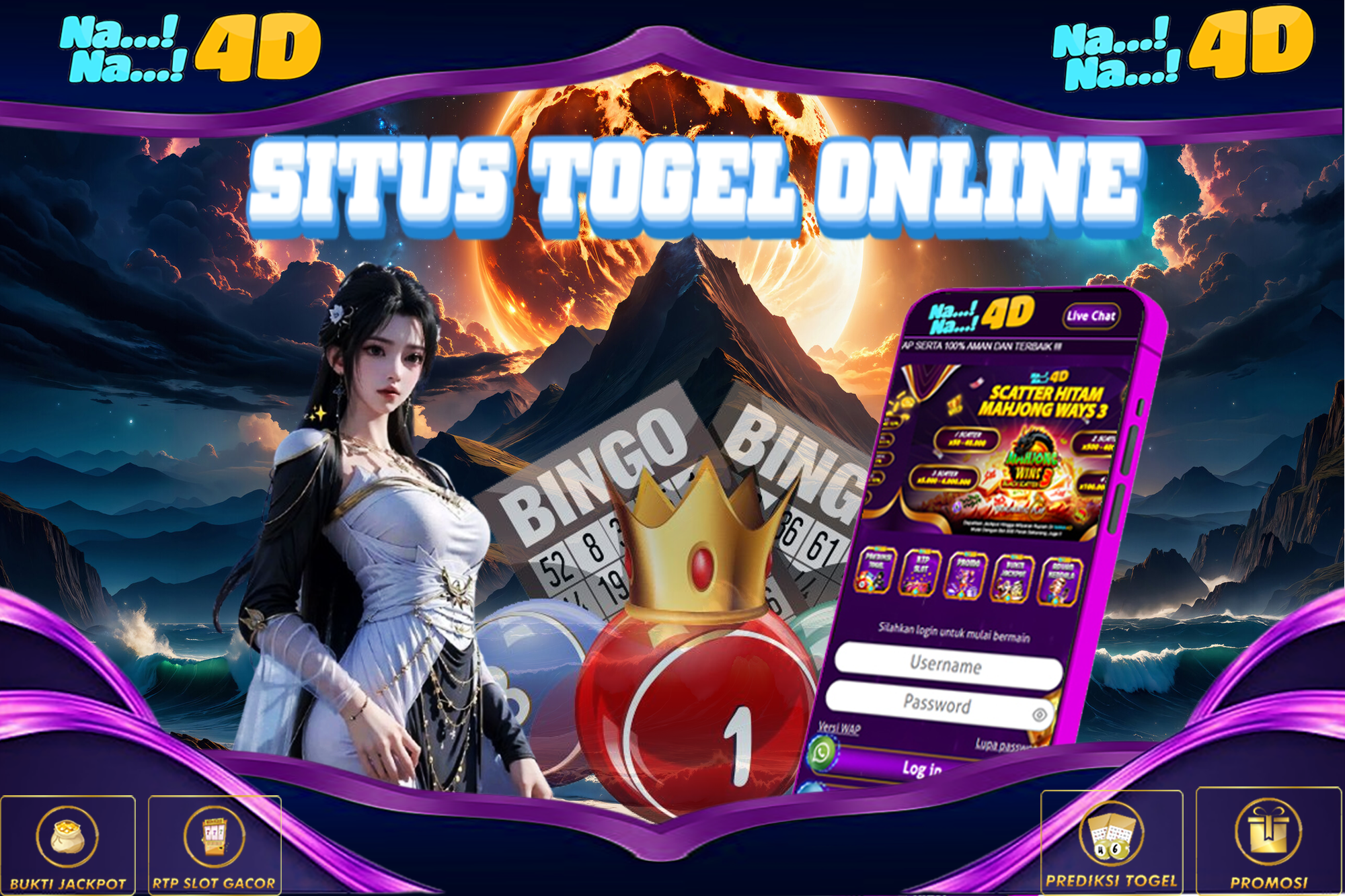 Nana4d Situs Togel Online. Nana4d ini merupakan sebuah platform dengan permainan togel online yang dimainkan dengan menggandalkan kehokian sehingga semua pemain